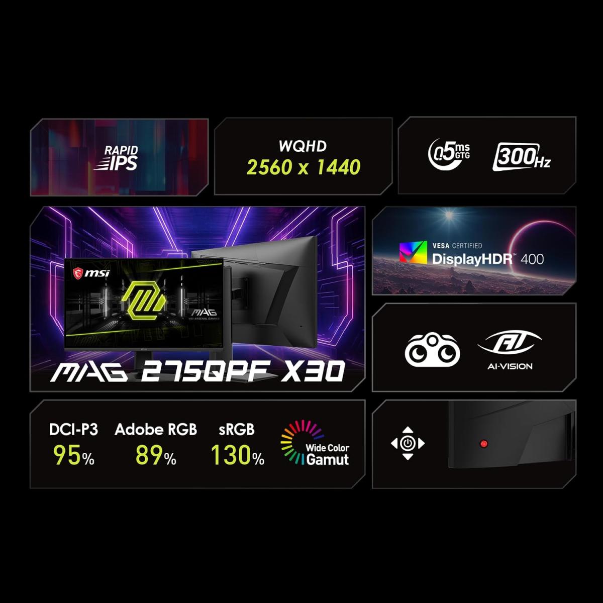MSI MAG 275QPF X30 27inch UWQHD 300Hz Gaming Monitor view 7