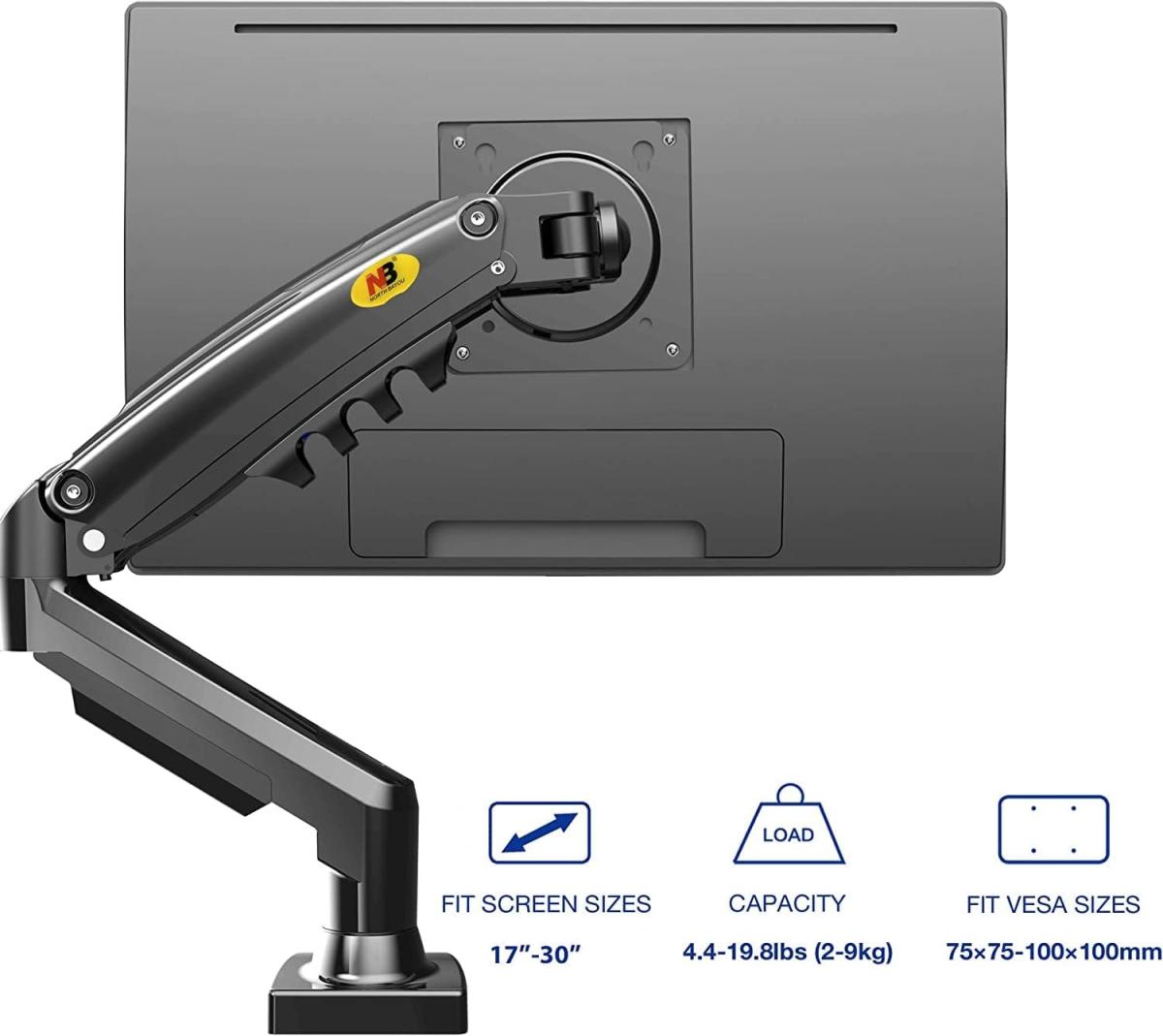 NB North Bayou F80 Monitor Arm with Gas Spring for 17-30inch Monitors view 4