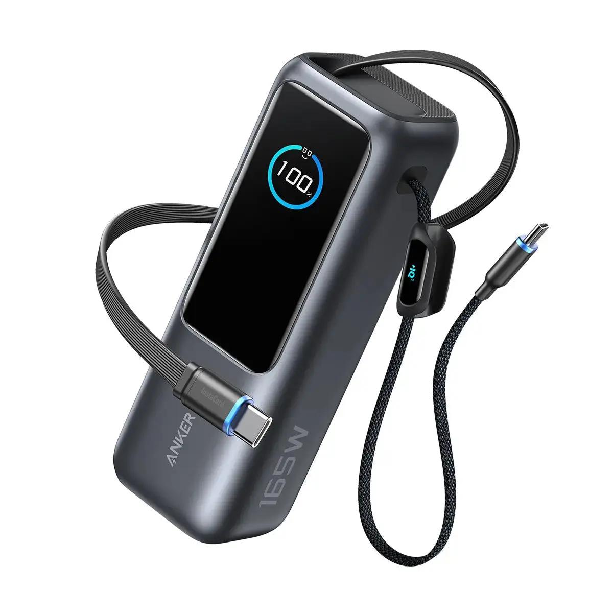 Anker Power Bank 25000mAh 165W with Built-In and Retractable USB-C Cables