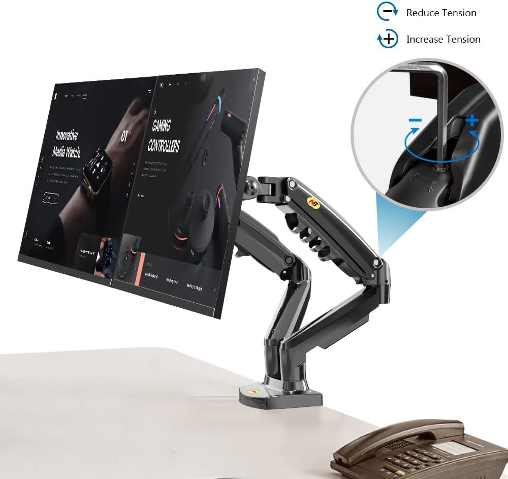 NB North Bayou F160 Dual Monitor Arm with Gas Spring for 17-27inch Monitors view 2
