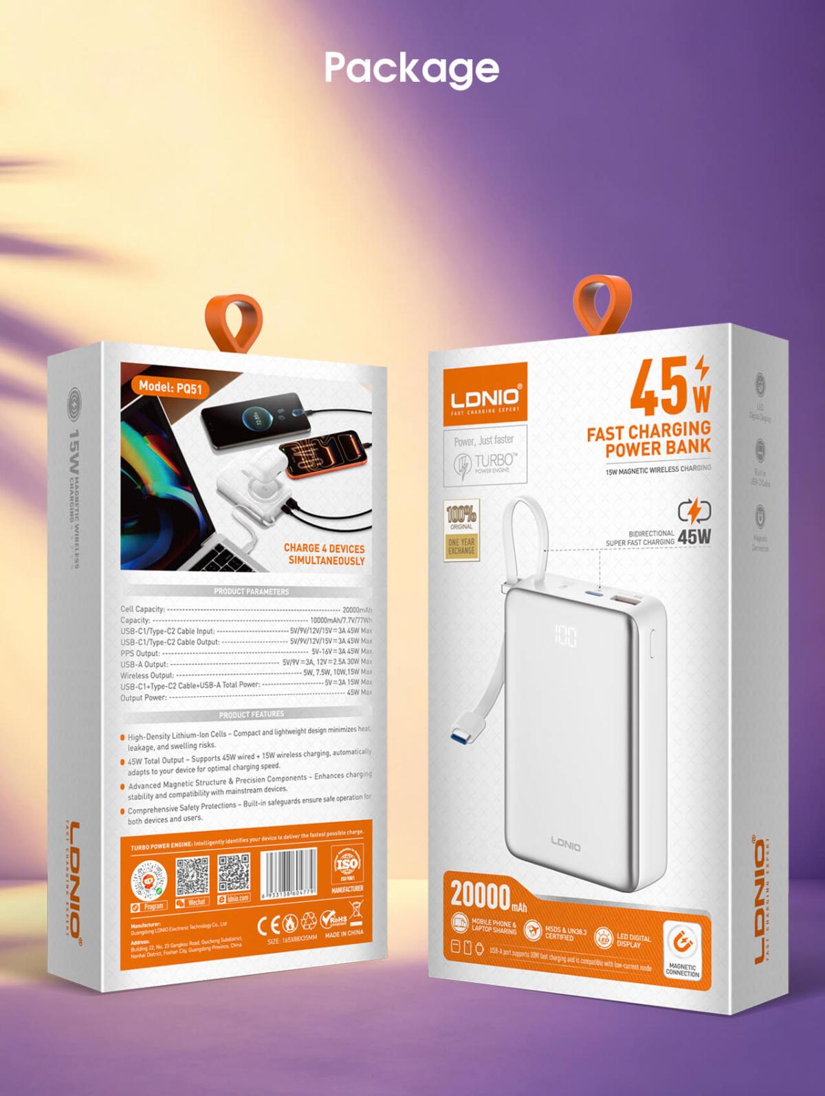 LDNIO 45W Fast Charging Power Bank view 12