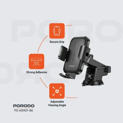 Porodo Adjustable Clamps Dash & Windshield Mount - Image 3
