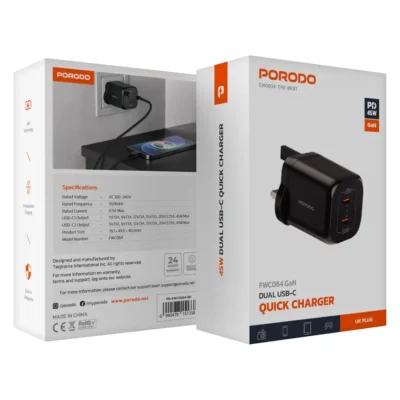 Porodo 45W Dual USB-C Quick Charger - Image 3